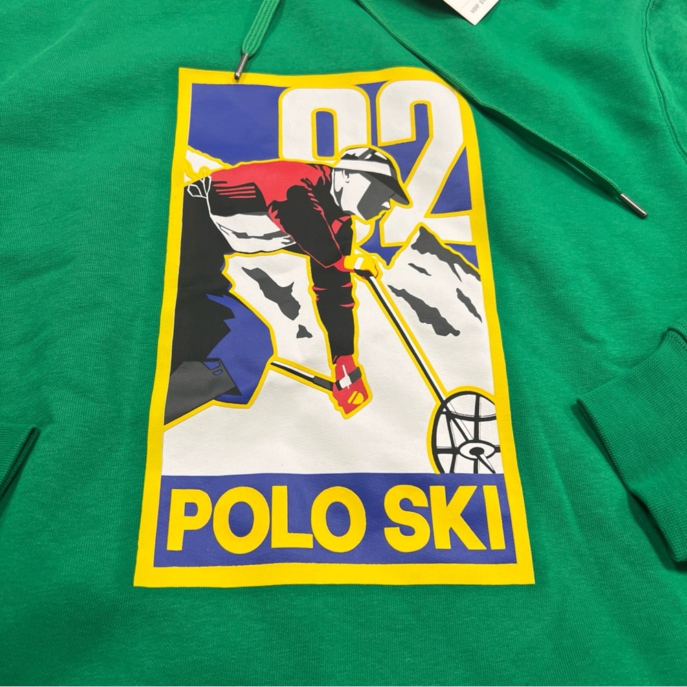 POLO Ralph Lauren Fleece Ski Alpine Mountain Green Hoodie Men’s Small $168 NWT - Picture 3 of 5
